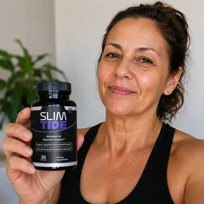 Person taking SlimTide for daily metabolism support